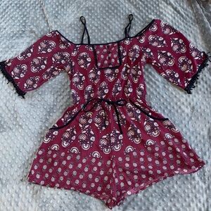 Xhilaration Burgundy and White Kids One Piece